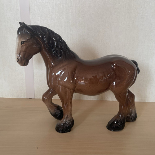 Brown pottery horse ornament - ornament,