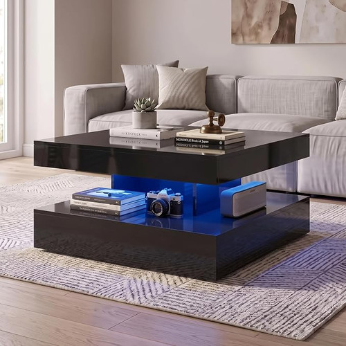 Black coffee table for living - black,