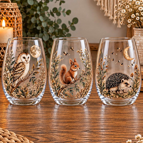 Set clear glass animal - set, of