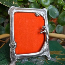Vintage art nouveau ornate photo picture frame lady of the lake chrome silver