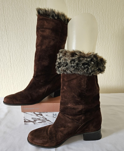 Brown genuine suede faux fur - genuine,