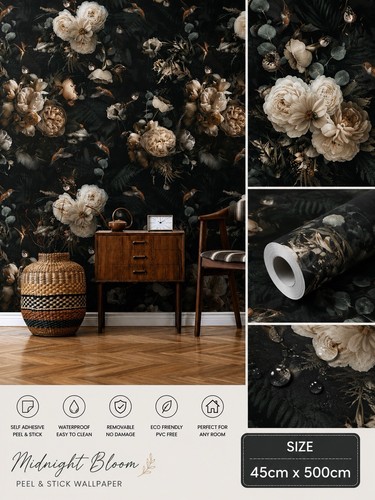 Dark floral wallpaper self - dark,
