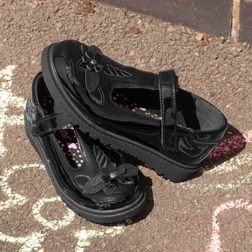 Girls black school shoes - black,