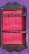 Vintage Red Baize Dark Wood 2 Shelf 12 Souvenir Collectable Spoon Display Rack