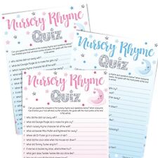 MOON & STARS BABY SHOWER GAMES, Nursery Rhyme Quiz, Blue, Pink,Unisex, Girl, Boy