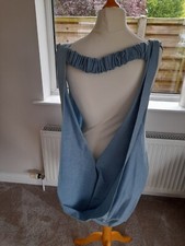 AQUA COUTURE AQAQ BLUE DENIM HOODBACK BACKLESS DRESS SZ 10 UNIQUE HANDMADE