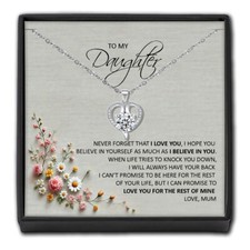 To My Daughter Heart Necklace Love Gifts from Mum Dad Girl Gift Present