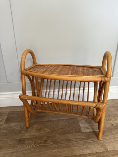 Vintage bamboo side table - side,