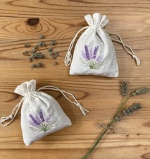 2Pcs Embroidered Cotton Lavender Bags Filled With Dried French Lavender