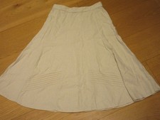 Ladies Damart stone beige A line full pull on linen skirt  size 10