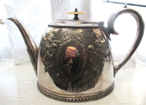 Teapot silver plate 19th - silver,