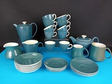 Poole Pottery Dinner Ware Blue Moon Collection Twin Tone 32 Pieces Cups Tea Pot