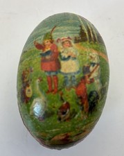 Antique German Easter Egg Paper Mache Egg Holders  - Boy and Girl + Animals 1920