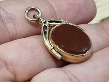 Large Antique 9ct Pocket Watch  Fob Carnelian & Bloodstone Pendant Weighs 5.5g