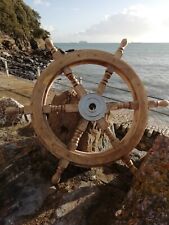 Large Mango Wood Ships wheel 24"  Wooden With Metal Nautical maritime Home Decor