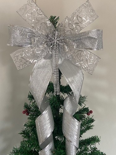 Silver christmas tree topper - christmas,