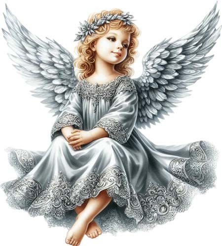 Colourful silver baby angel - silver,