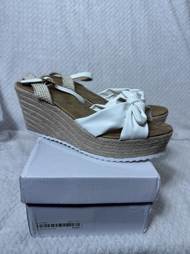 White bow espadrille - bow, wedge