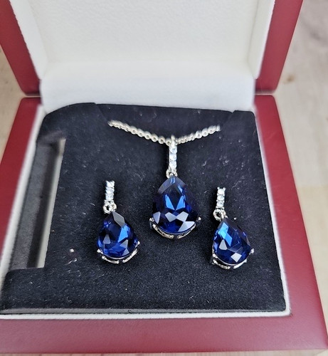 Sapphire blue teardrop pendant - teardrop,