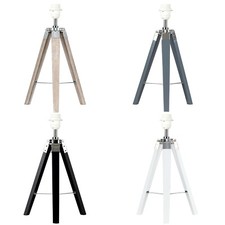 Table Lamp Base Tripod Living Room Bedroom Light Modern Chrome Wood Reading Home