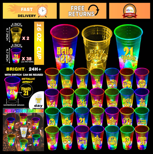 Pcs glow party cups - 16,