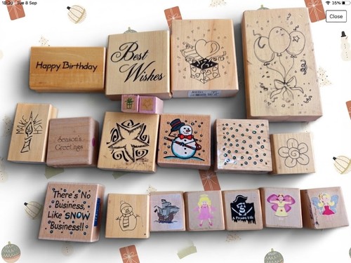 Bundle wooden rubber stamps - bundle,
