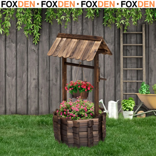 Wooden wishing well - wishing, planter