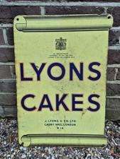 LYONS CAKES Double Sided Vintage 1950s Enamel Advertising Sign 