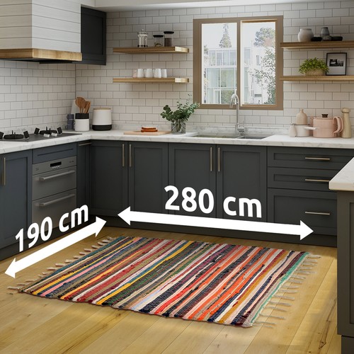 Multicoloured chindi rag rug - multicoloured,