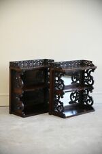 Pair Antique Mirror Back Wall Shelves
