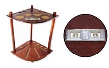 Mahogany Effect Wooden Corner 8 Snooker Pool Cue Rack Stand With Scoring Dials