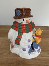 Disney Winnie The Pooh Snowman Cookie Jar Large Piglet Tigger Eeyore 26.5cm