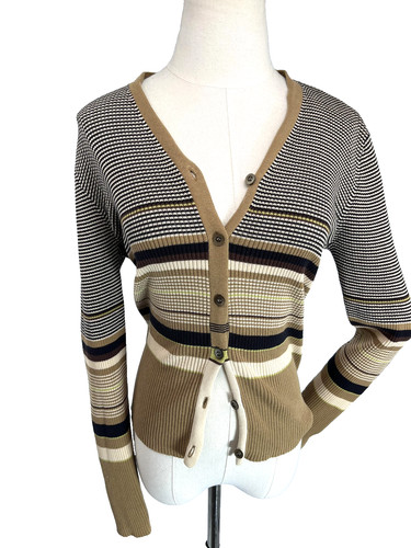 Crew womens brown striped v - brown,