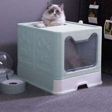 Cat Litter Box Self Cleaning Large Kitten Pan Anti-Splashing Potty Tray Groomer