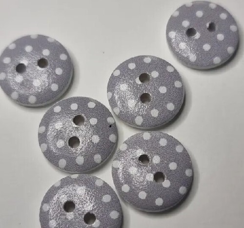 Wooden buttons grey spot - wooden,