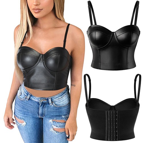 Women faux leather corset - faux,