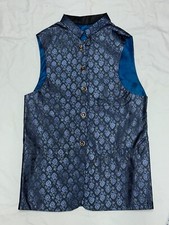 Shiny Blue Indian Waistcoat S