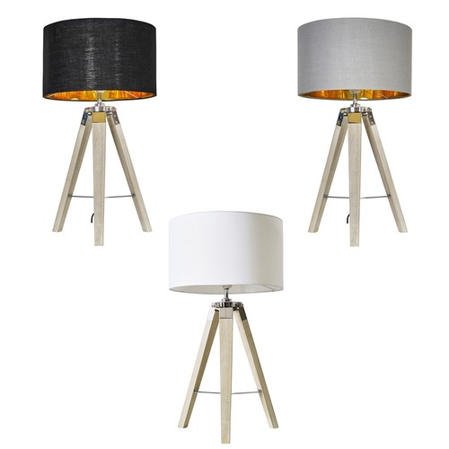 Wooden tripod table lamp - wooden,