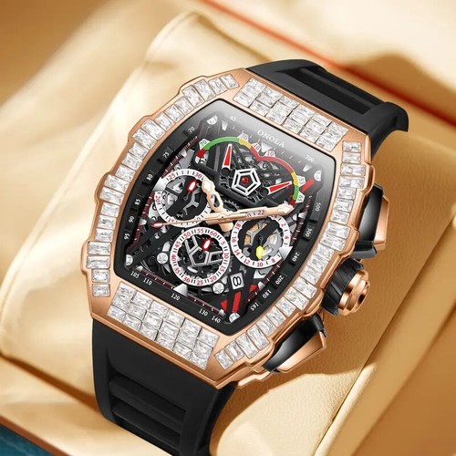 Men luxury watch iced bling - men,