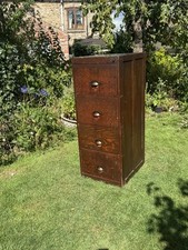 Antique Wooden Filing Cabinet Chest Of Drawers Oak