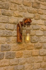 Rustic Wooden Rope Wall Light