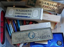 Mixed Lot Of Pens, Empty Boxes, Tins Etc Including Ballpoint And A Fountain Pen