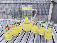 Vintage Glasses Pitcher / Jug Set Lemonade Barware