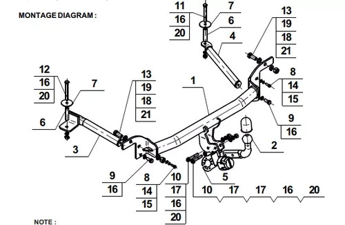 Swan neck tow bar - for, audi