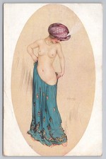 Raphael Kirchner Princesse Riquette 13 Art Nouveau nude feather hat postcard