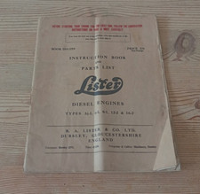 Lister Diesel Engines instructions and parts list manual Type 3.5 6 8 12 16