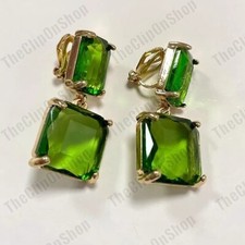 Clip green faceted crystal - clip,