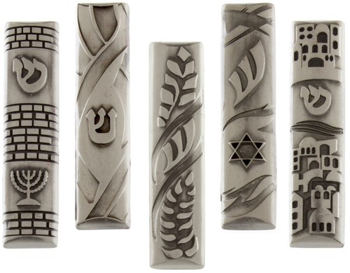 Pewter car mezuzah case with - case,
