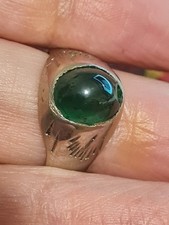 silver green stone ring