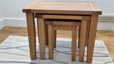 Besp-Oak Vancouver Petite Nest Of Three Tables, Solid Oak, NB012, Good Cond